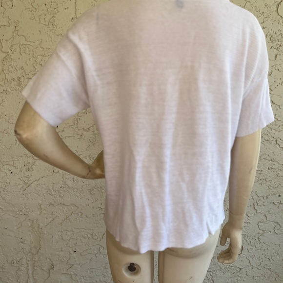 EILEEN FISHER 100% Organic Cotton Top Knit Sweater Solid White Short Sleeve M - Picture 12 of 14